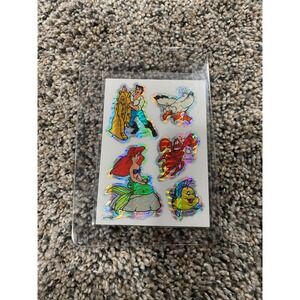Vintage Disney Little Mermaid Holographic Sticker Sheet Ariel Sebastian Flounder